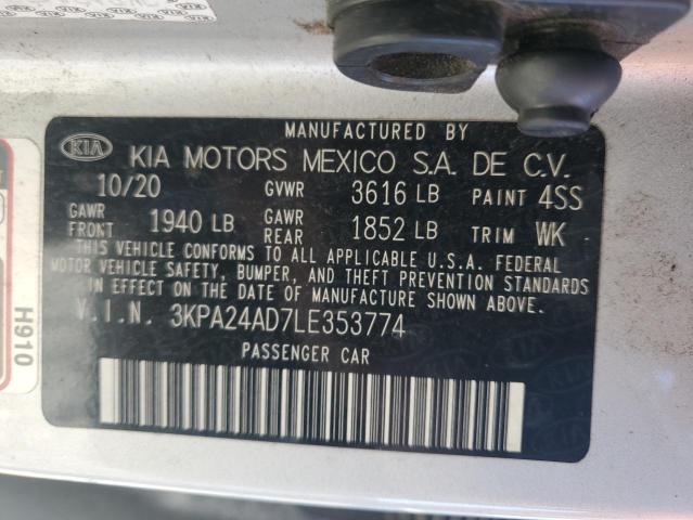 VIN 3KPA24AD7LE353774 2020 KIA Rio, LX no.12