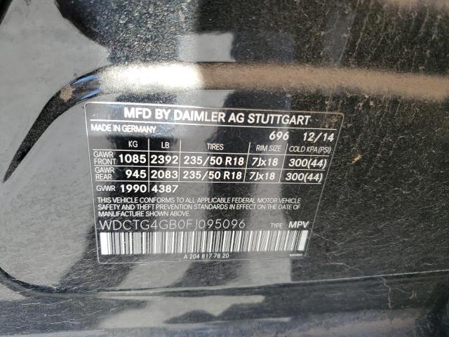 VIN WDCTG4GB0FJ095096 2015 MERCEDES-BENZ GLA-CLASS no.13