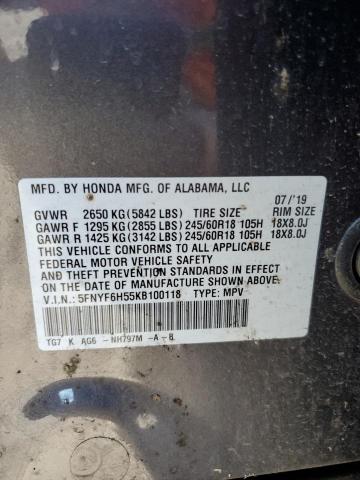 2019 HONDA PILOT EXL - 5FNYF6H55KB100118