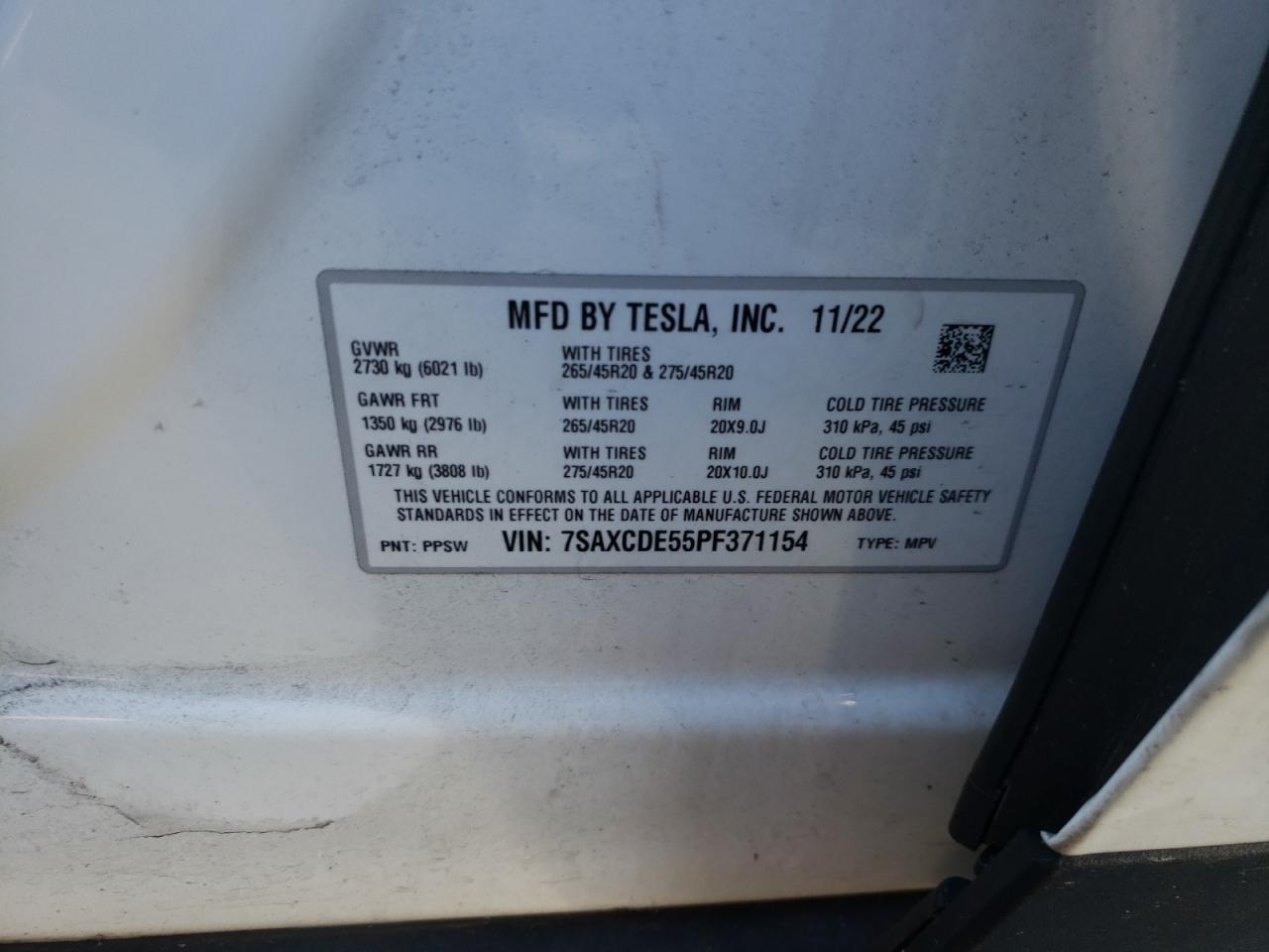 Lot #2996337384 2023 TESLA MODEL X