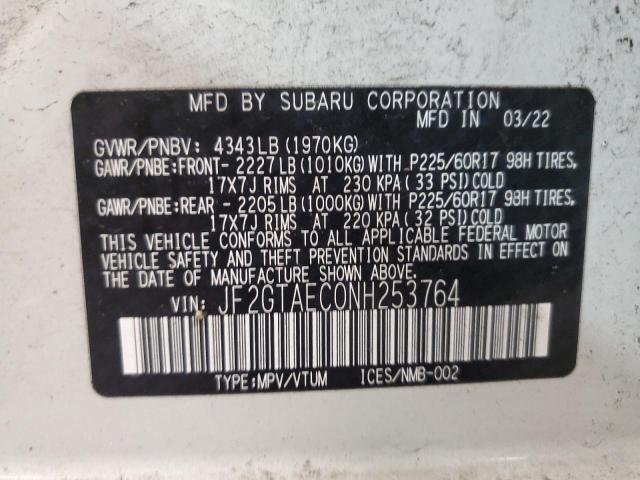 2022 SUBARU CROSSTREK - JF2GTAEC0NH253764