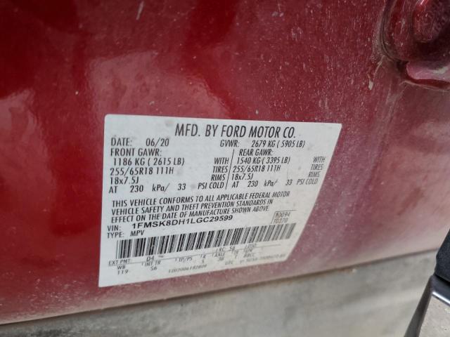 2020 FORD EXPLORER X - 1FMSK8DH1LGC29599