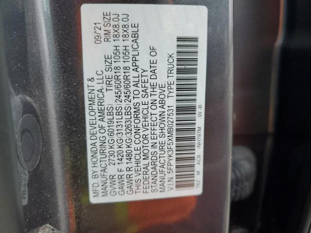 2021 HONDA RIDGELINE - 5FPYK3F5XMB027531