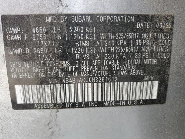 2022 SUBARU OUTBACK PR - 4S4BTACC0N3261612
