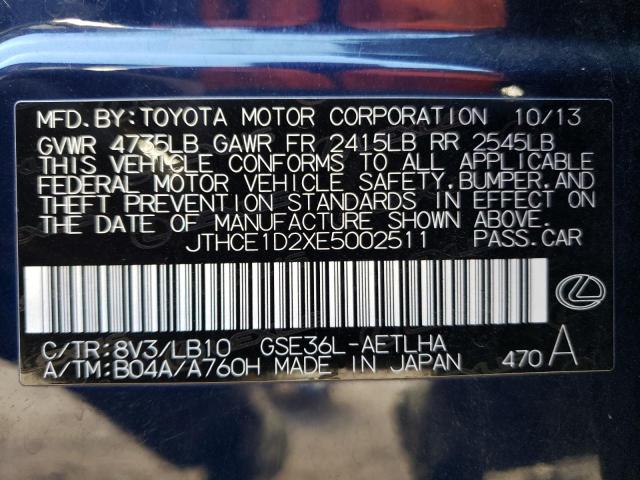 VIN JTHCE1D2XE5002511 2014 LEXUS IS no.13