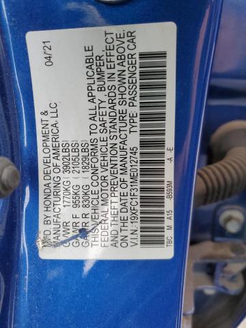2021 HONDA CIVIC EX - 19XFC1F31ME012745