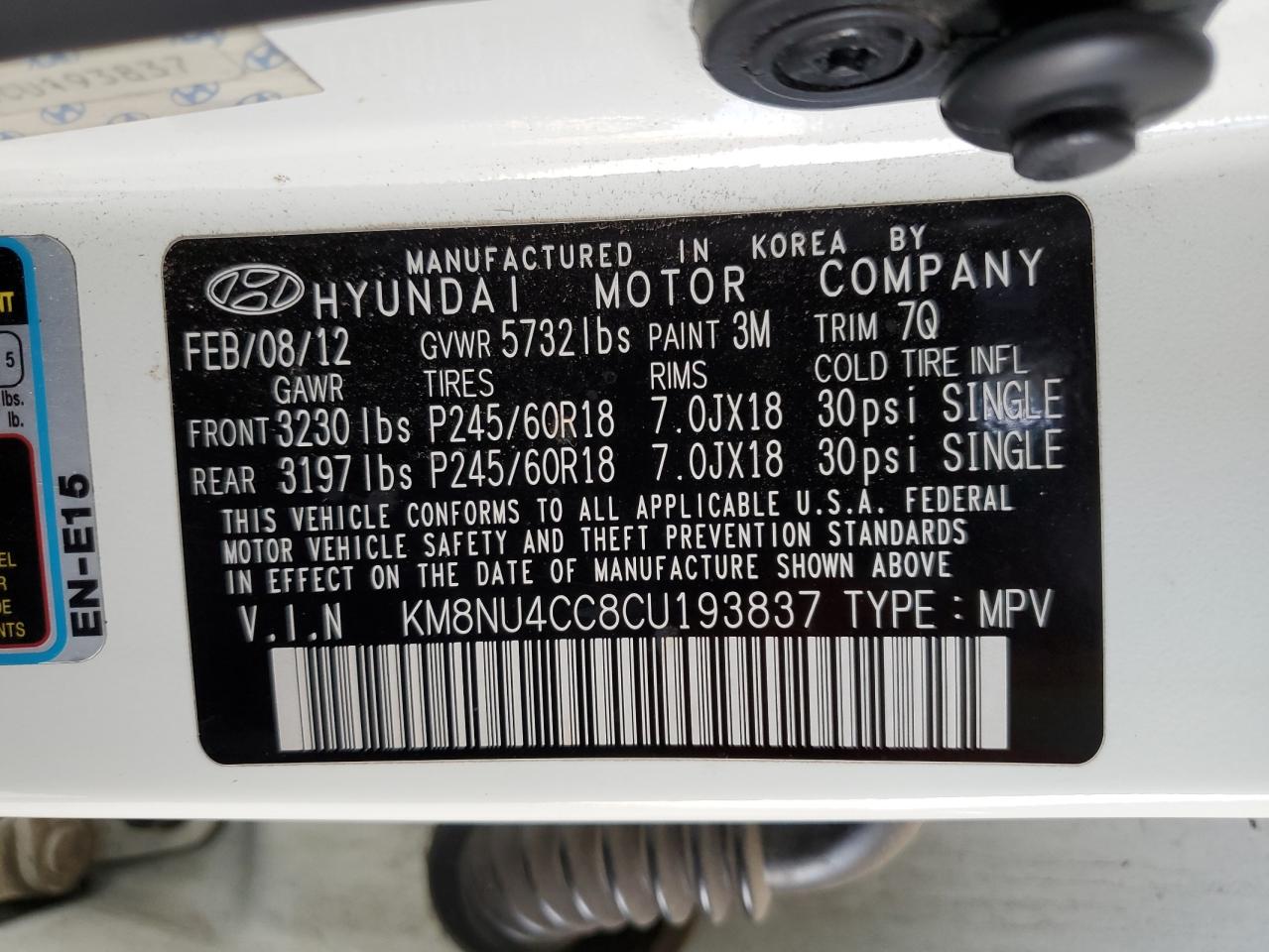 Lot #3028294815 2012 HYUNDAI VERACRUZ G