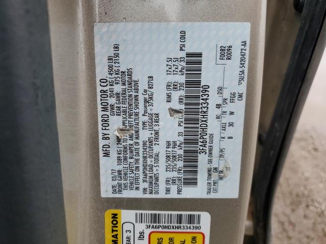 VIN 3FA6P0HDXHR334390 2017 Ford Fusion, SE no.12