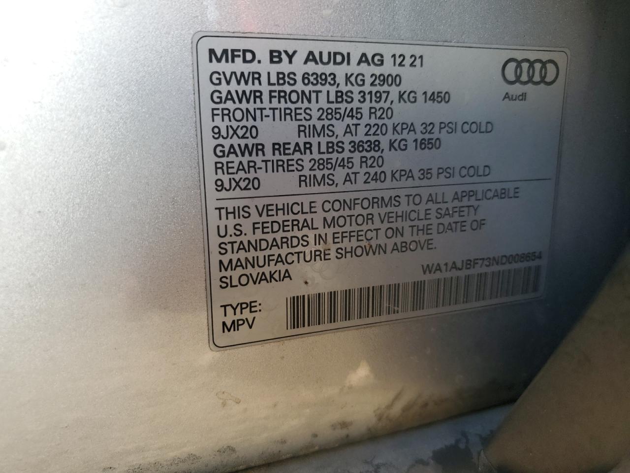 Lot #2952816839 2022 AUDI Q7 PREMIUM