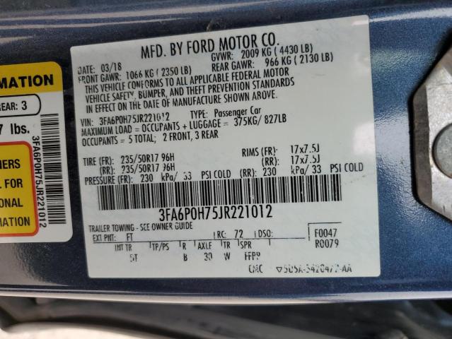 2018 FORD FUSION SE - 3FA6P0H75JR221012