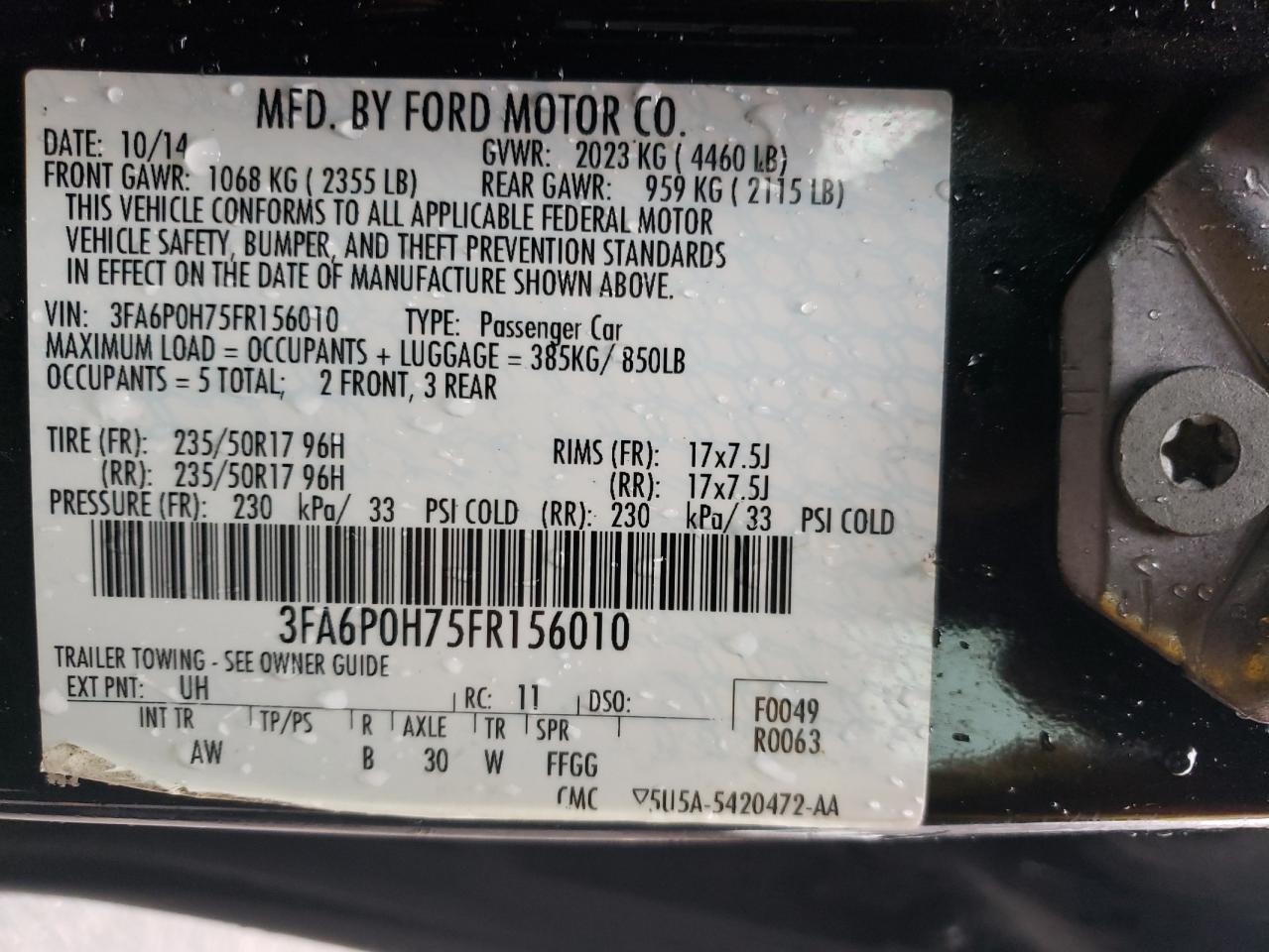 Lot #3034427720 2015 FORD FUSION SE