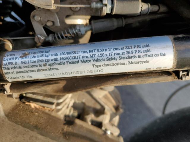 2008 DUCATI 696 ZDM1RADM68B109600