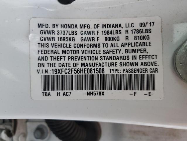 2017 HONDA CIVIC LX 19XFC2F56HE081508