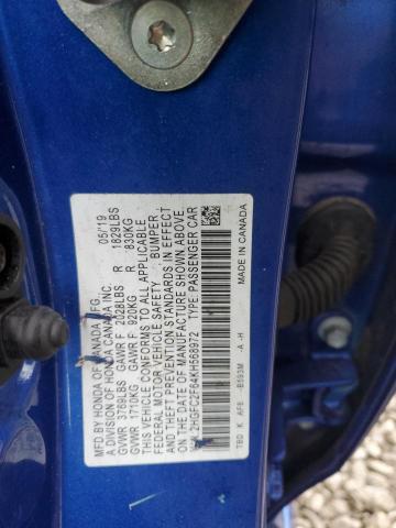 2HGFC2F64KH568972 2019 HONDA CIVIC