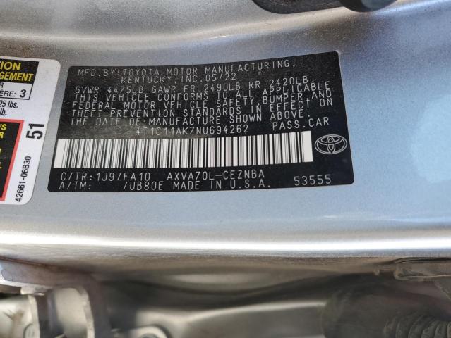 VIN 4T1C11AK7NU694262 2022 TOYOTA CAMRY no.12