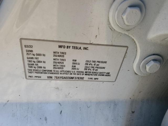 2022 TESLA MODEL Y - 7SAYGAEE6NF378392