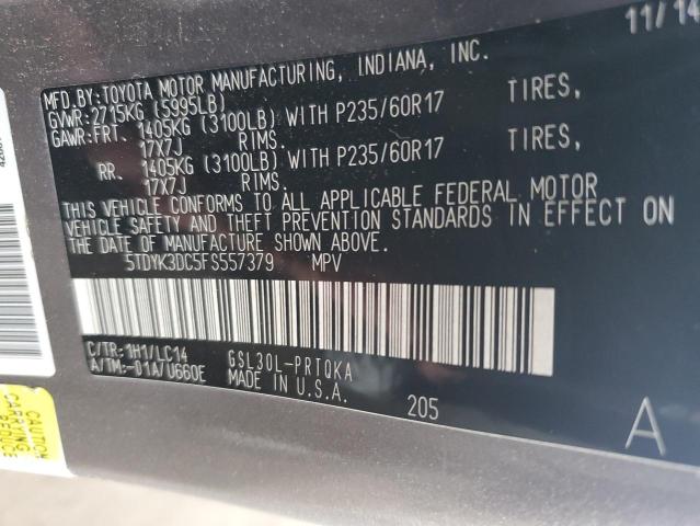 2015 TOYOTA SIENNA XLE - 5TDYK3DC5FS557379