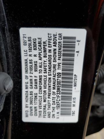 VIN 19XFC1F33ME007109 2021 HONDA CIVIC no.13