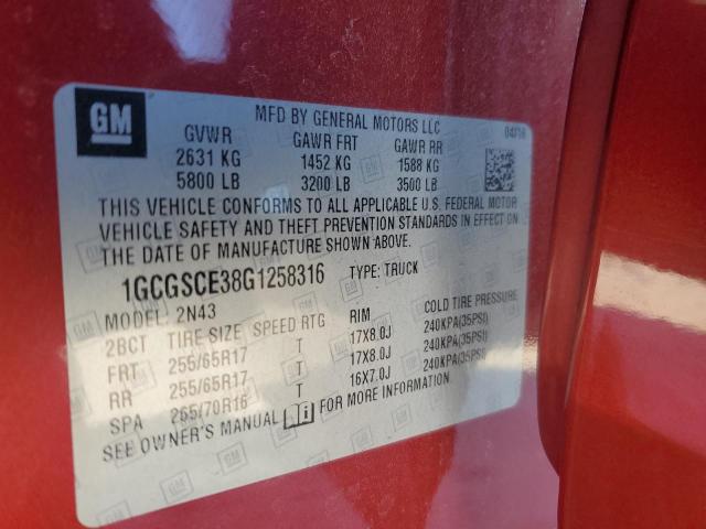 2016 CHEVROLET COLORADO L - 1GCGSCE38G1258316