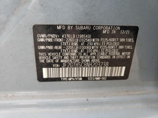 2022 SUBARU CROSSTREK - JF2GTHSC8NH203238
