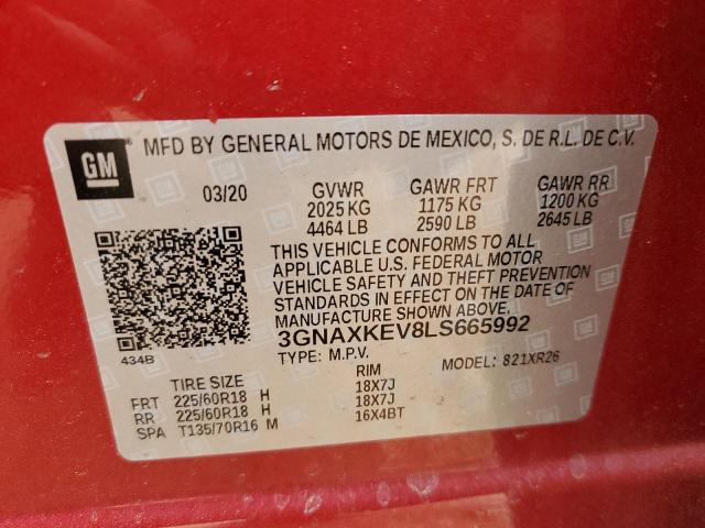 2020 CHEVROLET EQUINOX LT - 3GNAXKEV8LS665992
