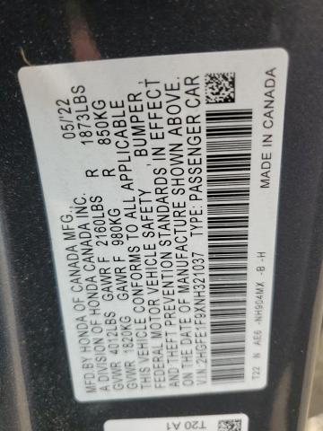 2022 HONDA CIVIC TOUR - 2HGFE1F9XNH321037