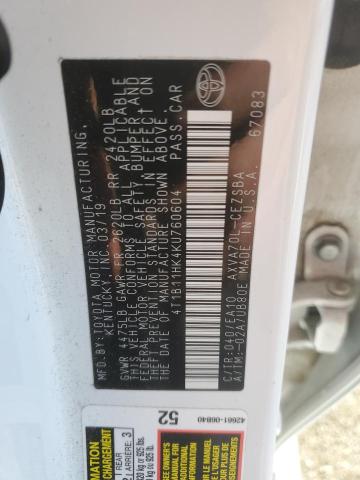 2019 TOYOTA CAMRY L - 4T1B11HK4KU760604
