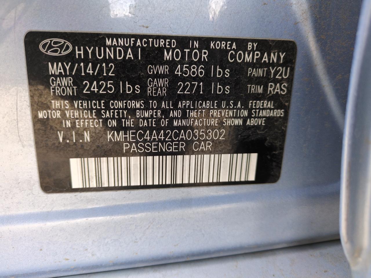 Lot #3004465865 2012 HYUNDAI SONATA HYB