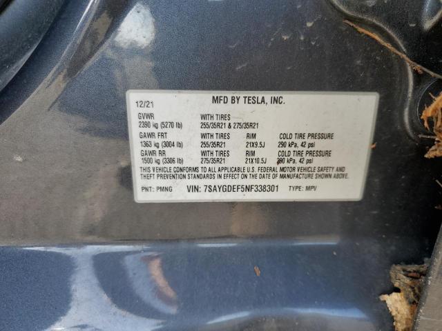 2022 TESLA MODEL Y - 7SAYGDEF5NF338301