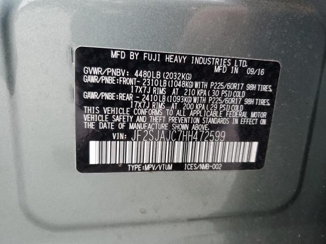 2017 SUBARU FORESTER 2 - JF2SJAJC7HH472599
