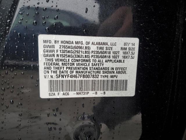 2015 HONDA PILOT EXL - 5FNYF4H67FB007832