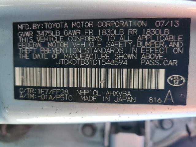 VIN JTDKDTB31D1548594 2013 Toyota Prius no.12