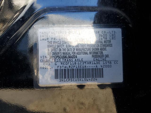 VIN 3N1CP5CU5KL564224 2019 Nissan Kicks, S no.12