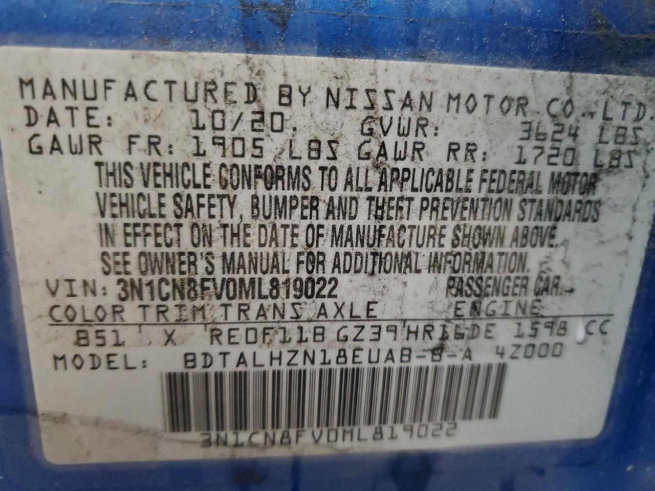 Lot #3026034098 2021 NISSAN VERSA SR