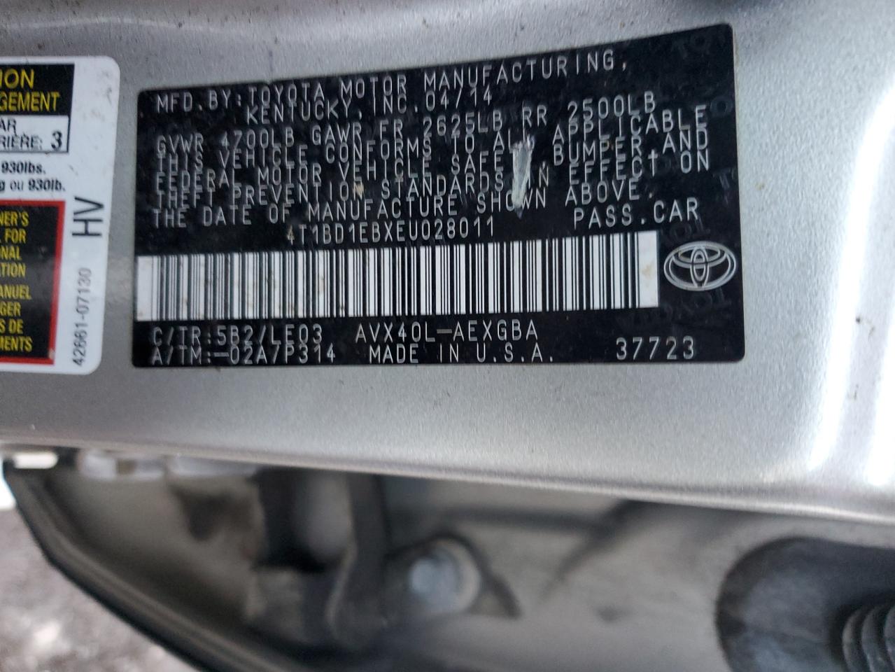 Lot #3003462107 2014 TOYOTA AVALON HYB