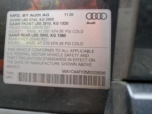 VIN WA1C4AFY2M2028598 2021 AUDI SQ5 no.12