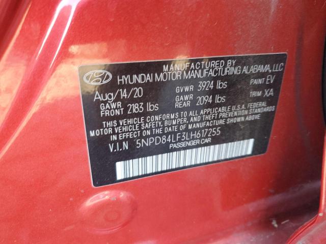 VIN 5NPD84LF3LH617255 2020 Hyundai Elantra, Sel no.12