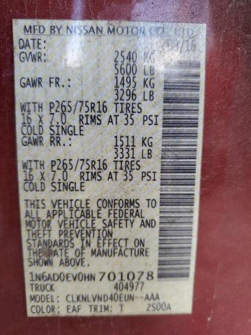 2017 NISSAN FRONTIER S - 1N6AD0EV0HN701078