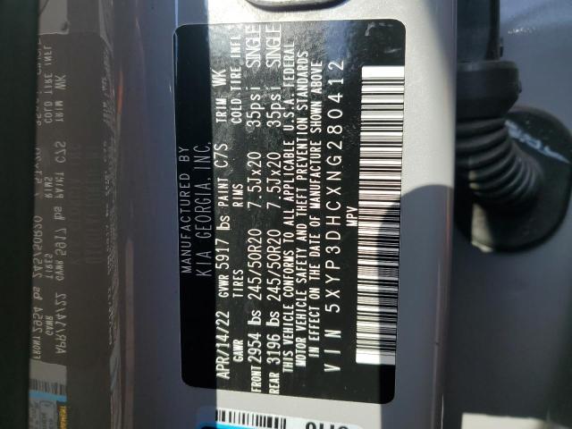 2022 KIA TELLURIDE 5XYP3DHCXNG280412