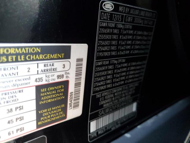 2016 LAND ROVER RANGE ROVE - SALWG2VF8GA643269