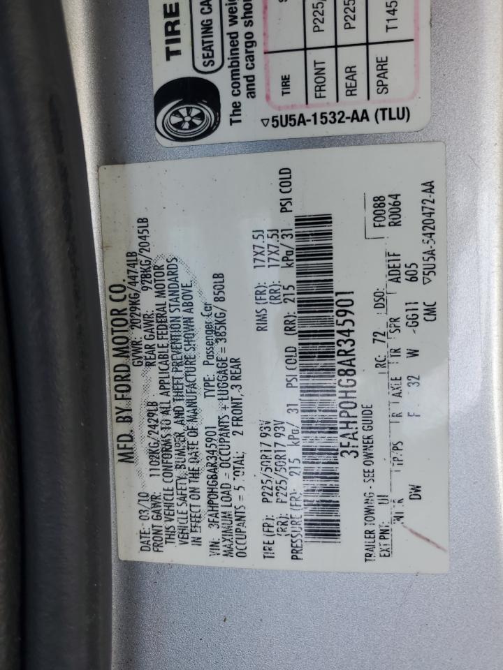 Lot #3034398076 2010 FORD FUSION SE