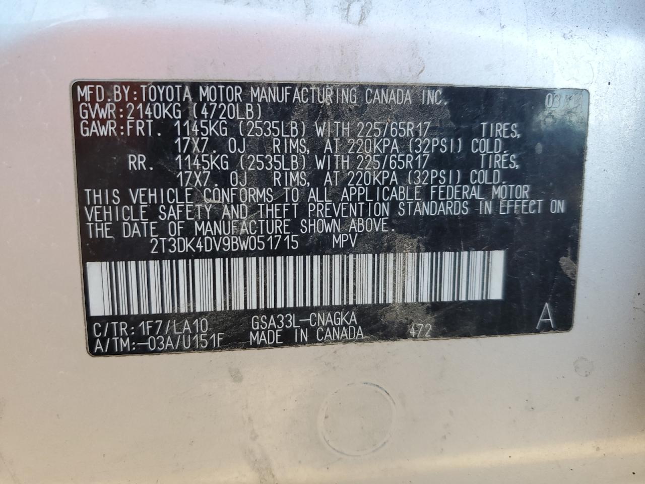 Lot #3008936538 2011 TOYOTA RAV4 LIMIT