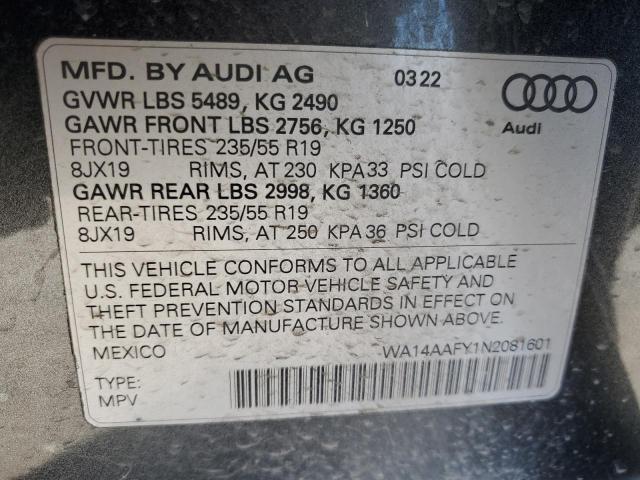 VIN WA14AAFY1N2081601 2022 AUDI Q5 no.13