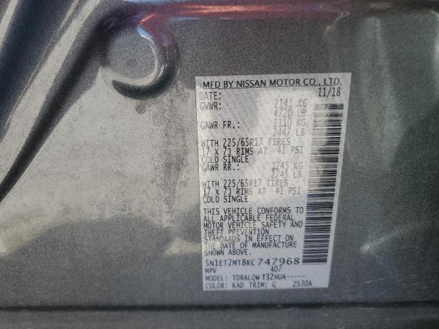 2019 NISSAN ROGUE SV H - 5N1ET2MT8KC747968