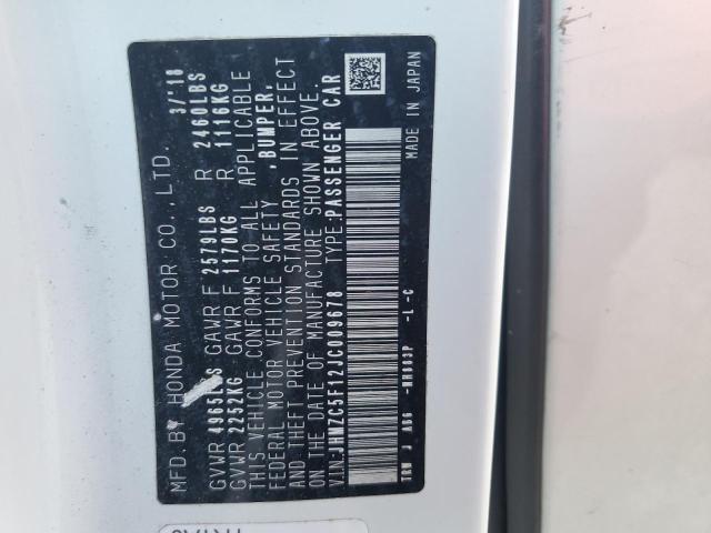 2018 HONDA CLARITY JHMZC5F12JC009678