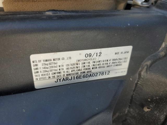 2013 YAMAHA YZFR6 JYARJ16E6DA027812
