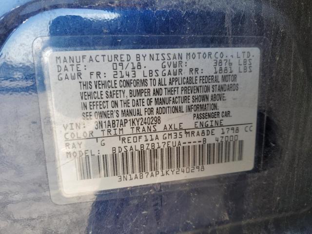 2019 NISSAN SENTRA S - 3N1AB7AP1KY240298