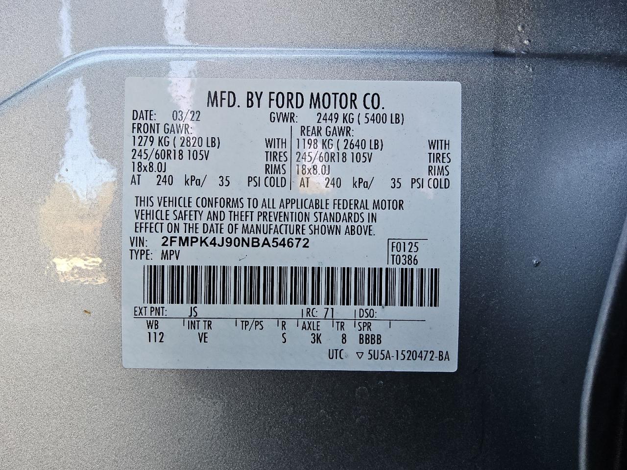 Lot #2988849647 2022 FORD EDGE SEL