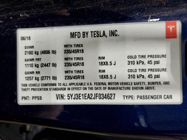 2018 TESLA MODEL 3 - 5YJ3E1EA2JF034627