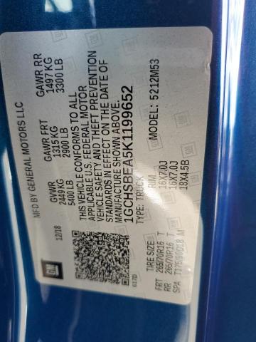 2019 CHEVROLET COLORADO - 1GCHSBEA5K1199652